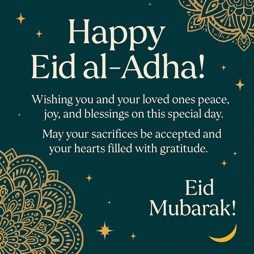 SpreadTech_AF's tweet image. Eid Mubarak our amazing community! 🌙✨

On this special day of Eid al-Adha, we celebrate not just tradition and sacrifice, but also unity, gratitude, and growth.

May this season bring you peace, fulfillment, and renewed strength to chase your goals.

#eidmubarak
