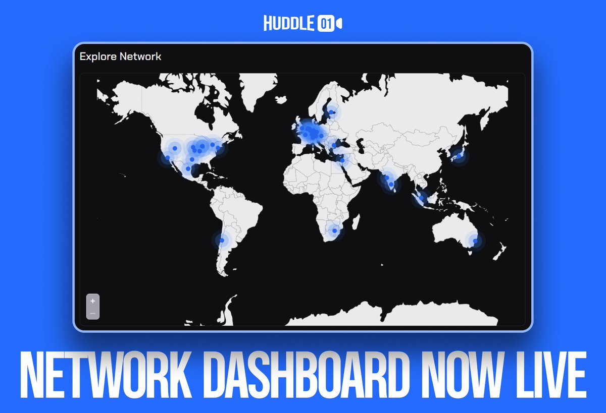 The Huddle01 Network Dashboard just got a fresh new look 🔵

With this revamp, operators get smoother UX to access live pools, and easily map the deployed nodes geographically across the globe.

Know the dRTC network better: huddle01.network