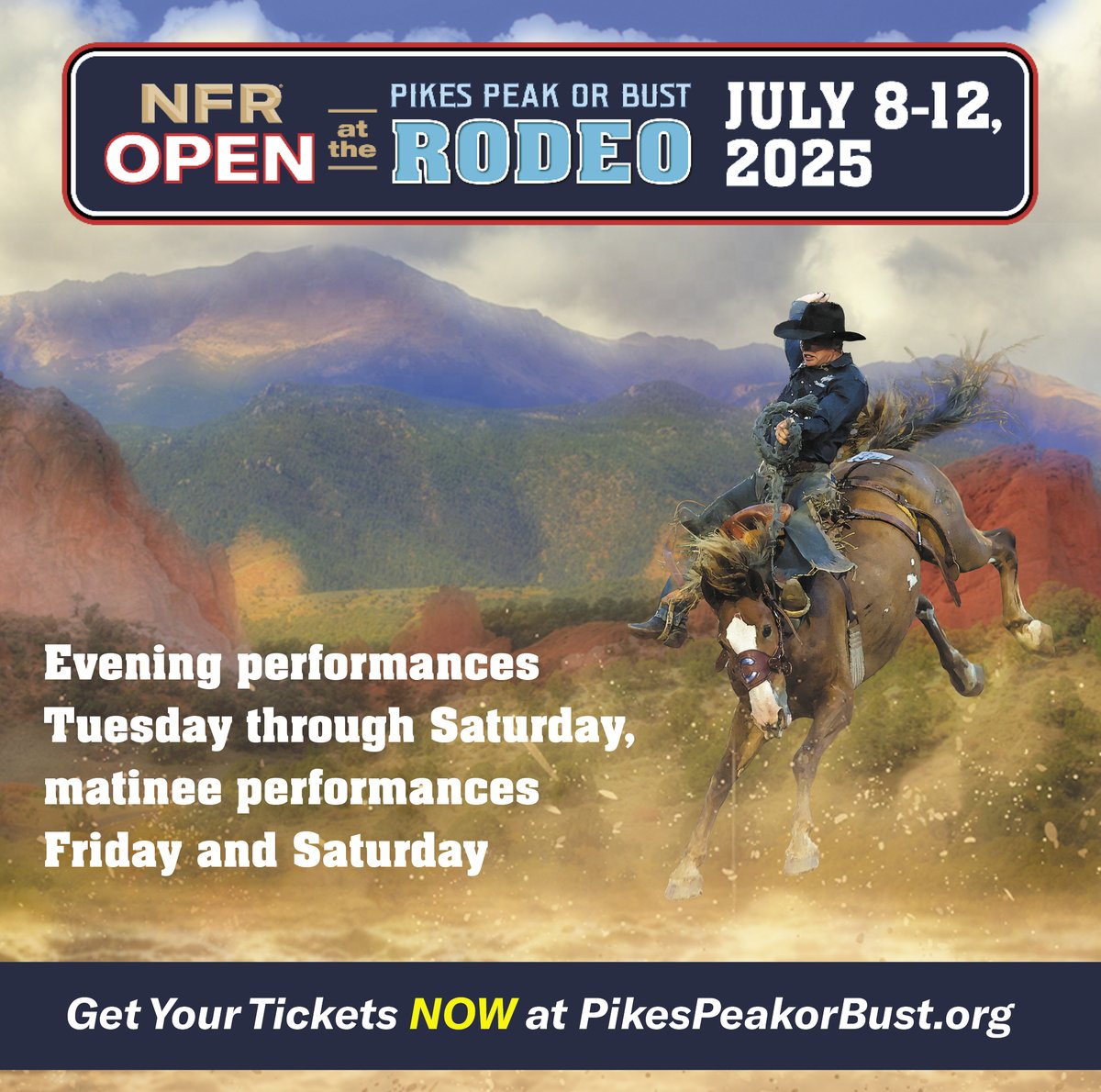 IT'S RODEO TIME!
PRORODEO Champions from the U.S. &amp; Canadian Circuits, plus National Champs from Mexico are coming to Colo Springs July 8-12.
Evening performances Tue-Sat with matinees Fri and Sat. 
Get your tickets NOW at rebrand.ly/5yxl7p2  
#sponsoredcontent