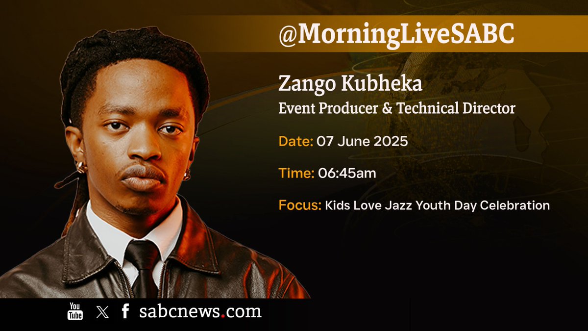 I’m going to be on Morning Live (SABC 2) tomorrow at around 06:45 to discuss jazz and how it relates to the youth. Please tune in 🎷