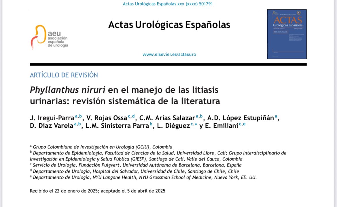 Vicente Rojas Ossa (@vicenterojasuro) on Twitter photo Happy to share our article with <a href="/FPuigvert/">Fundació Puigvert Barcelona</a>, on how phytotherapy can improve ESWL outcomes. 🪨🪨
sciencedirect.com/science/articl…
<a href="/emiliani_e/">Esteban Emiliani</a> <a href="/ldieguezag/">Lucía Diéguez Aguirre</a> Happy to share our article with <a href="/FPuigvert/">Fundació Puigvert Barcelona</a>, on how phytotherapy can improve ESWL outcomes. 🪨🪨
sciencedirect.com/science/articl…
<a href="/emiliani_e/">Esteban Emiliani</a> <a href="/ldieguezag/">Lucía Diéguez Aguirre</a>