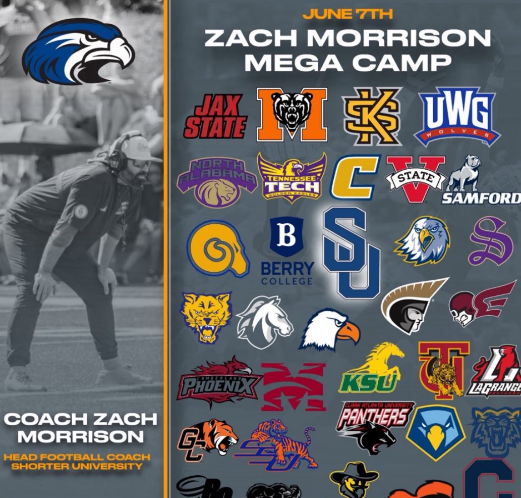 I will be attending The University Of Shorter for the mega camp on Saturday June 7th <a href="/m_peppin70/">Coach Pep</a> <a href="/CoachHoun/">Karl Calhoun Jr.</a> <a href="/GreatCeaser27/">Christopher Mayer</a> <a href="/CoachGator1/">Coach Gator</a>