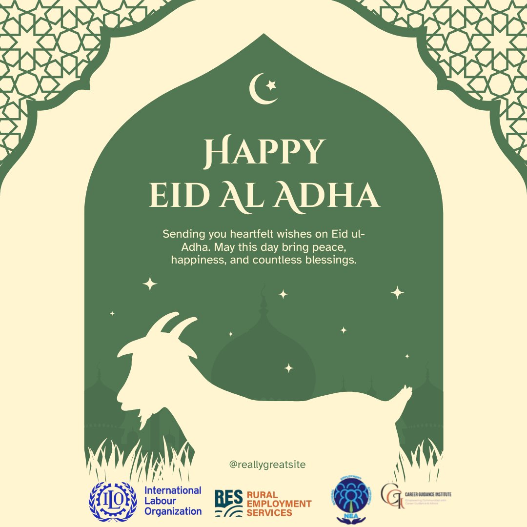 Wishing you a prosperous and spiritually uplifting Eid ul-Adha. <a href="/IloProspects/">ILO Prospects</a> <a href="/CareersKenya/">Career Guidance Institute (CGI)</a> <a href="/nea_kenya/">National Employment Authority_KE</a>  #EidulAdha2025