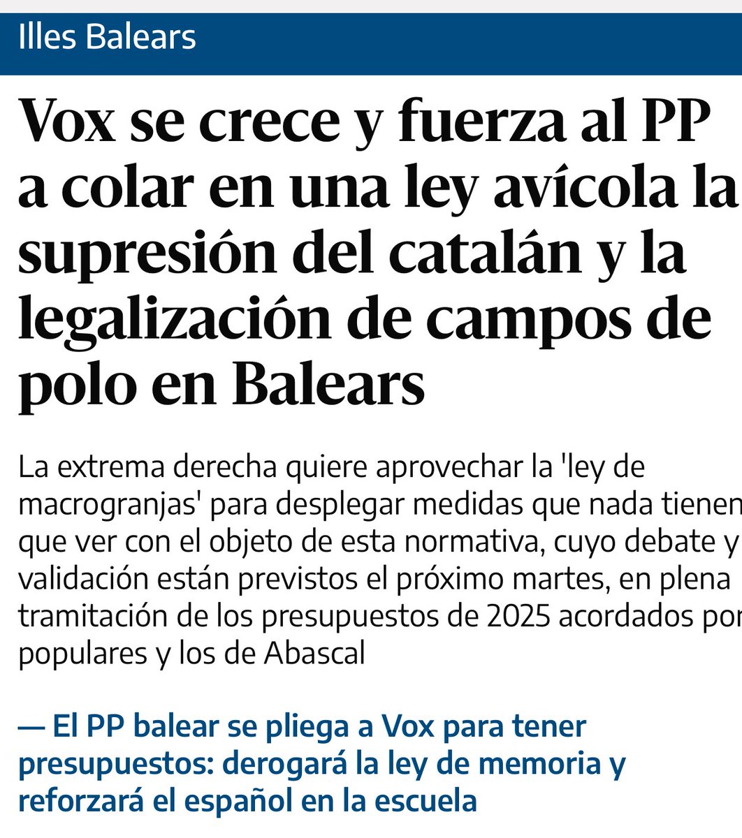 🔥Balears no és cap parc temàtic per a rics

😤 El PP ha de tenir-ho clar: La nostra llengua i la nostra terra no estan en venda

✊El català es parla, es defensa i no es toca

✊El territori es cuida, no es destrueix per a quatre privilegis

🔗 eldiario.es/illes-balears/…
