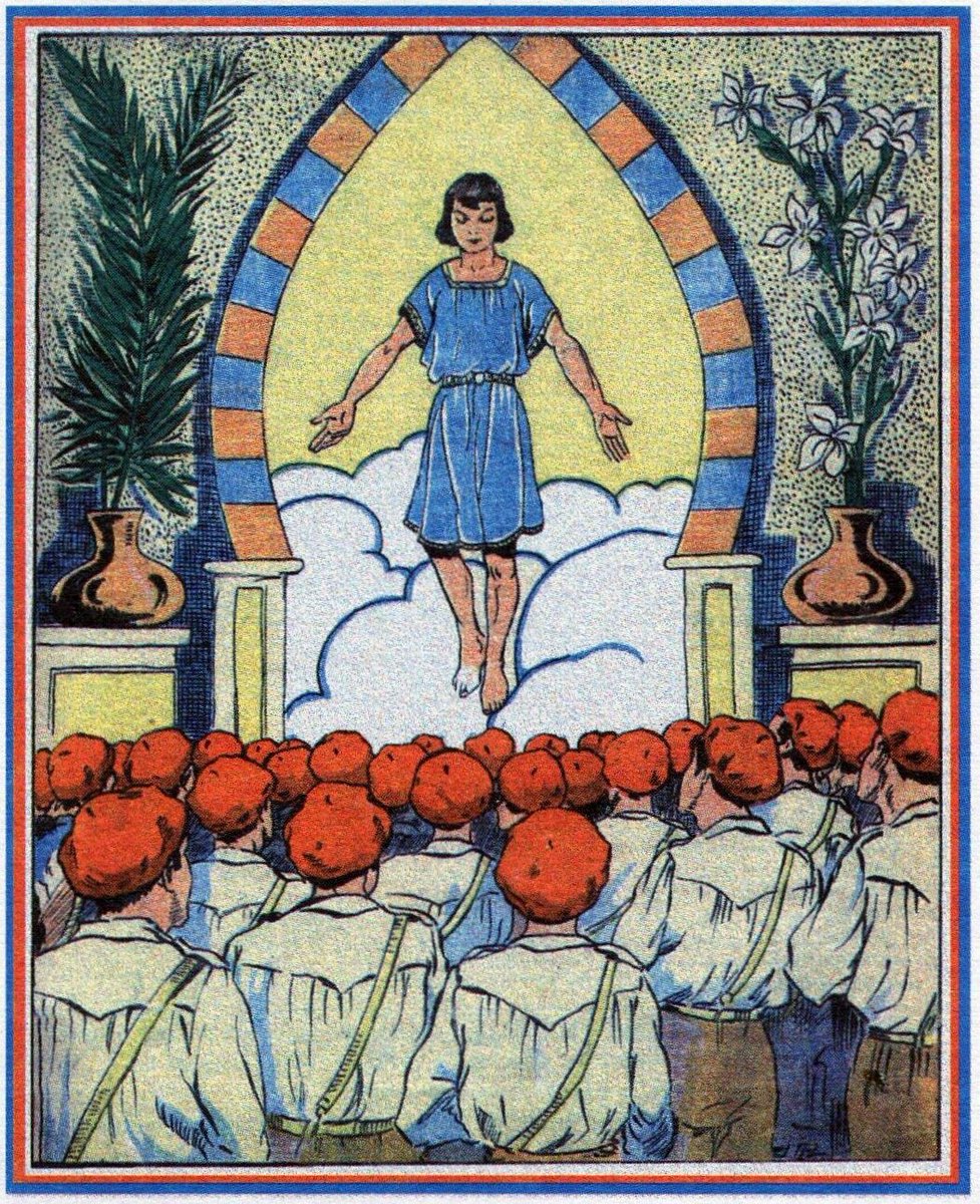 carlismoes's tweet image. 26 de junio, San Pelayo; patrono de los niños y jóvenes carlistas.
San Pelayo, mártir de la Monarquía asturleonesa, de la Reconquista, la Fe y la pureza, contra el mahometismo y el aberrosexualismo.
(Imagen: portada del semanario infantil PELAYOS del 20 de junio de 1937).