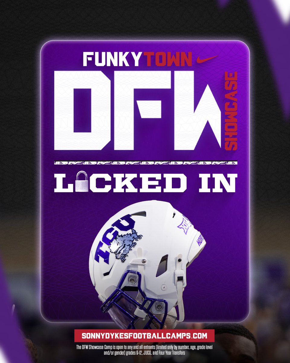 Zayden (@zaydenwatts89) on Twitter photo Excited to compete <a href="/TCUFootball/">TCU Football</a> Funky Town DFW Showcase tonight!
Great opportunity to learn & showcase my abilities.
<a href="/LEHSfball/">Little Elm Football</a> <a href="/CoachGravesR1T1/">Coach Graves</a> <a href="/CoachB_Miller/">Barron Miller</a> <a href="/CoachKA903/">Keiston Alexander</a> Excited to compete <a href="/TCUFootball/">TCU Football</a> Funky Town DFW Showcase tonight!
Great opportunity to learn & showcase my abilities.
<a href="/LEHSfball/">Little Elm Football</a> <a href="/CoachGravesR1T1/">Coach Graves</a> <a href="/CoachB_Miller/">Barron Miller</a> <a href="/CoachKA903/">Keiston Alexander</a>