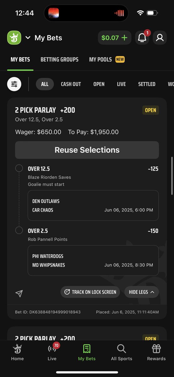 CashWithChanler's tweet photo. Weekend plays for the PLL
Chris Kavanagh had a great opening weekend. Blaze is a much better goalie and chaos defense will help hold him under 4 points.

Rob P has had the waterdogs number every year and had a terrible first game he bounces back https://t.co/oBHXo2wXWY