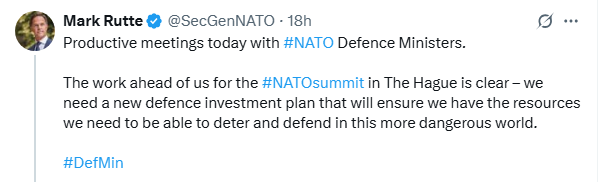 Bijna dagelijks hebben Mark Rutte en Ruben Brekelmans het over 'bedreigingen' en dat we om die reden geld moeten geven aan wapens in Oekraïne en defensie voor onze 'veiligheid'. 

Nu blijkt via onderzoeker <a href="/CeesCees72/">Cees</a> dat bij het aantreden van het kabinet Schoof, een jaar