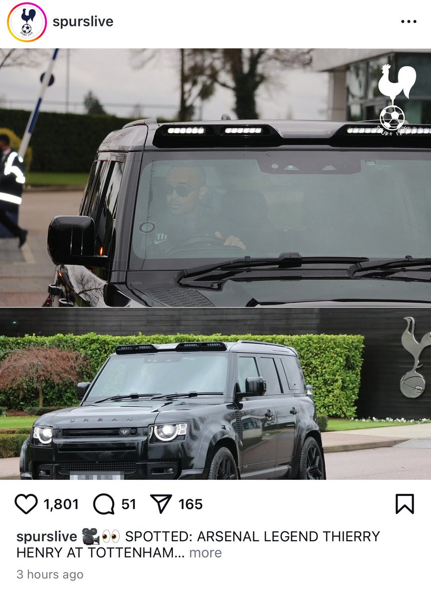 Thierry Henry has been spotted leaving Tottenhams training ground after the breaking news… could he be the next Tottenham manager?!