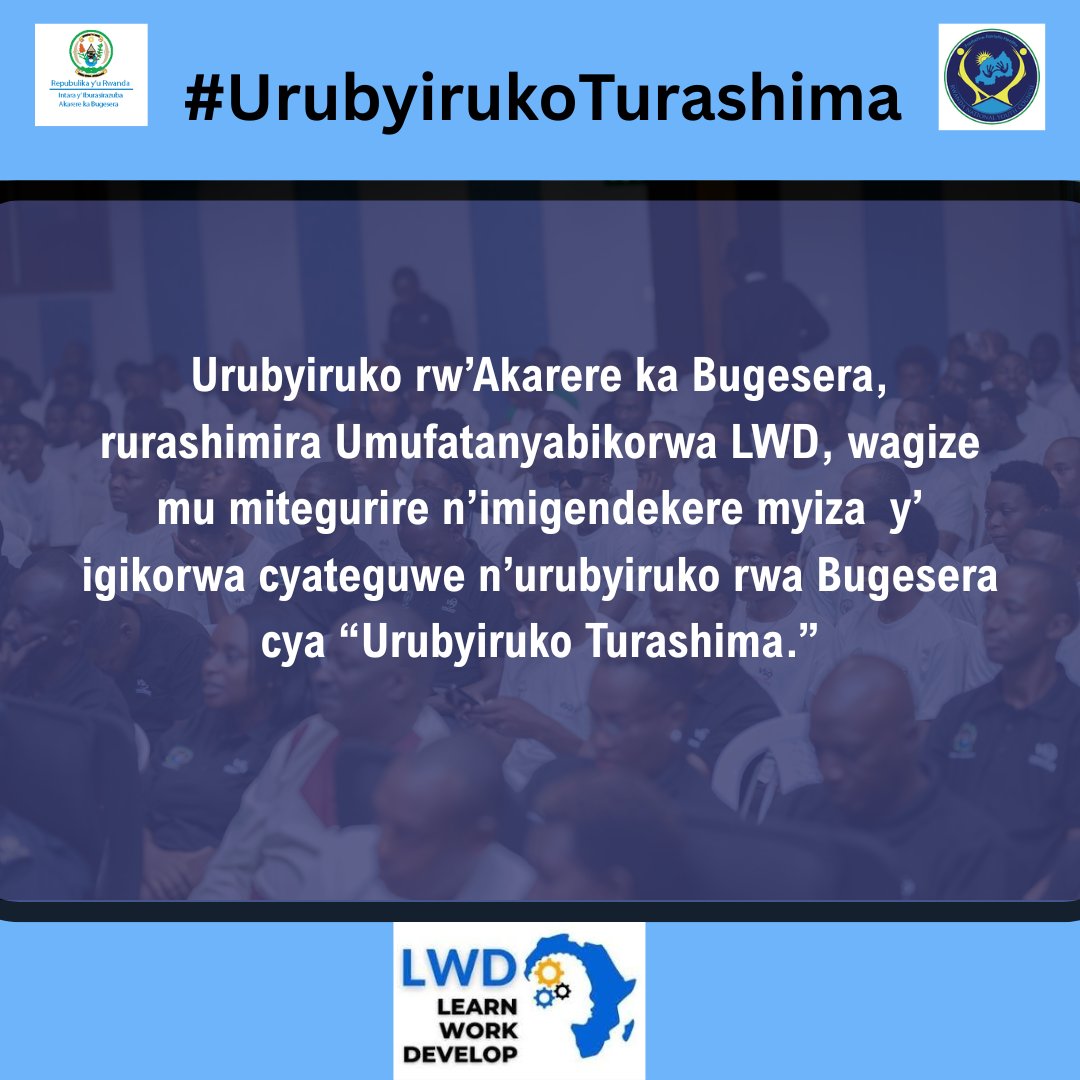 Bugesera District (@bugeseradistr) on Twitter photo Urubyiruko rw’Akarere ka Bugesera, rurashimira Umufatanyabikorwa LWD, <a href="/LwdWork/">LWD RWANDA (Learn Work Develop)</a> wagize mu mitegurire n’imigendekere myiza y’ igikorwa cyateguwe n’urubyiruko rwa Bugesera cya “Urubyiruko Turashima.” Urubyiruko rw’Akarere ka Bugesera, rurashimira Umufatanyabikorwa LWD, <a href="/LwdWork/">LWD RWANDA (Learn Work Develop)</a> wagize mu mitegurire n’imigendekere myiza y’ igikorwa cyateguwe n’urubyiruko rwa Bugesera cya “Urubyiruko Turashima.”