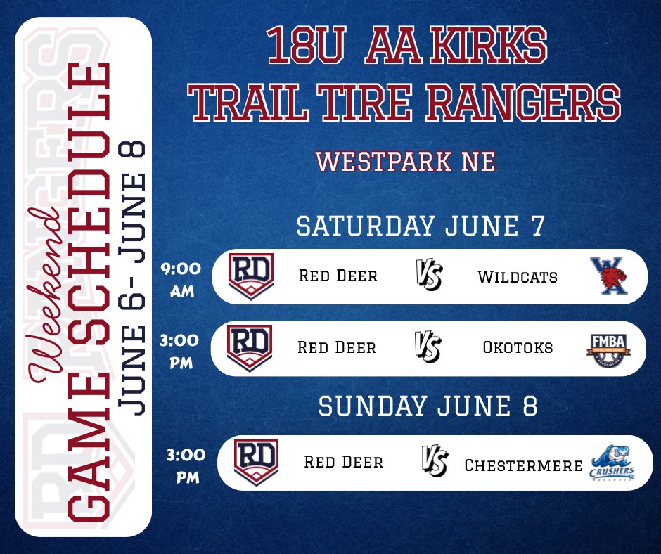 🎉 Weekend 18U Game Update | June 6–8
Come out and cheer on our Rangers this weekend!