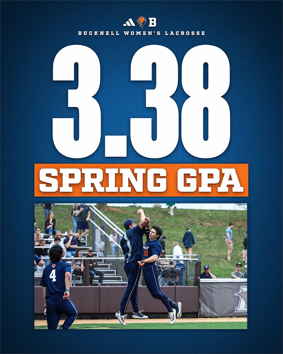 Proud of our team for another outstanding semester in the classroom! We had 17 guys make the Dean's List, two with 4.0s, and a combined GPA of 3.38 this spring. #rayBucknell #ScholarAthletes  🔶🔷🦬