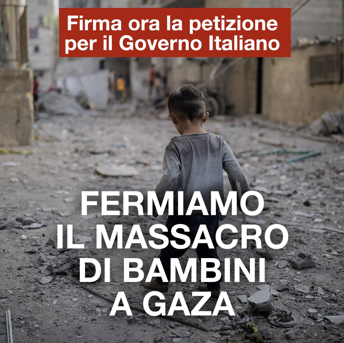🛑 Oltre 20.000 bambini uccisi a Gaza. È inaccettabile.
SOS Villaggi dei Bambini chiede al Governo un cessate il fuoco immediato, accesso agli aiuti umanitari e stop agli accordi con Israele.
✍🏻Firma la petizione per fermare il massacro sositalia.it/firma-per-gaza

#Gaza #CeaseFire