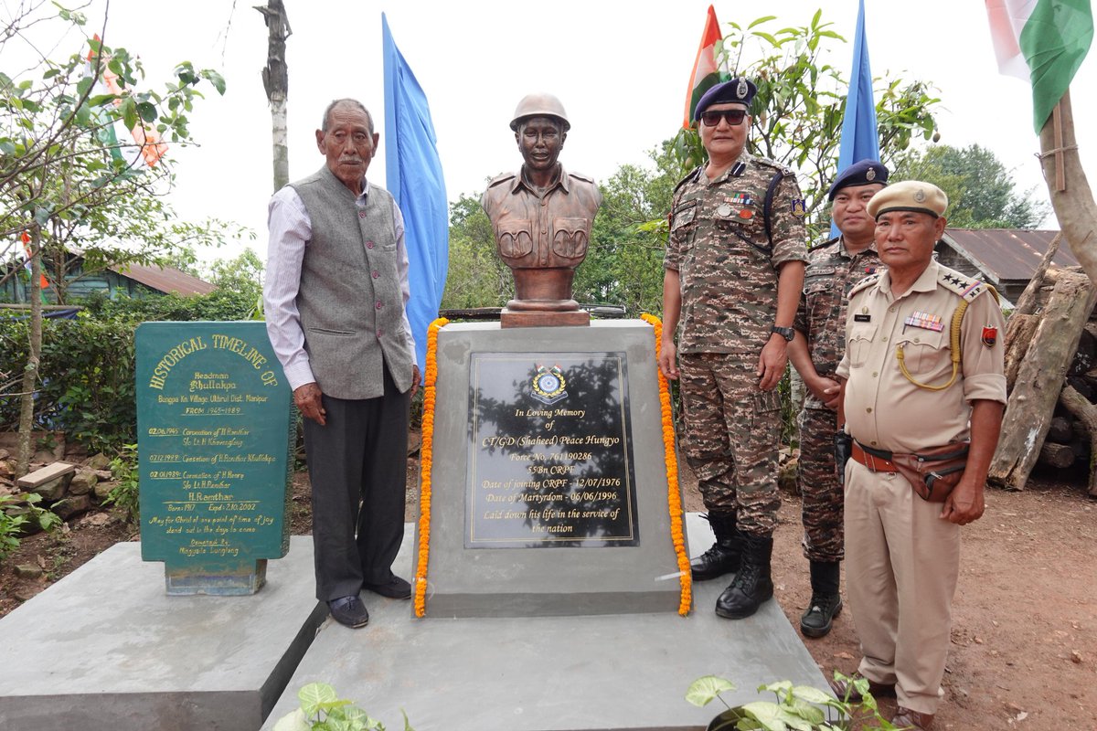 Forever With Us — His Legacy Lights Our Path.

On 6th June, 69 Bn #CRPF paid heartfelt homage at Bungpa, Manipur to Veer Balidani Ct. Peace Hungyo of 55 Bn, who laid down his life for the Nation in 1996.
His only surviving son was specially honoured — a solemn gesture of