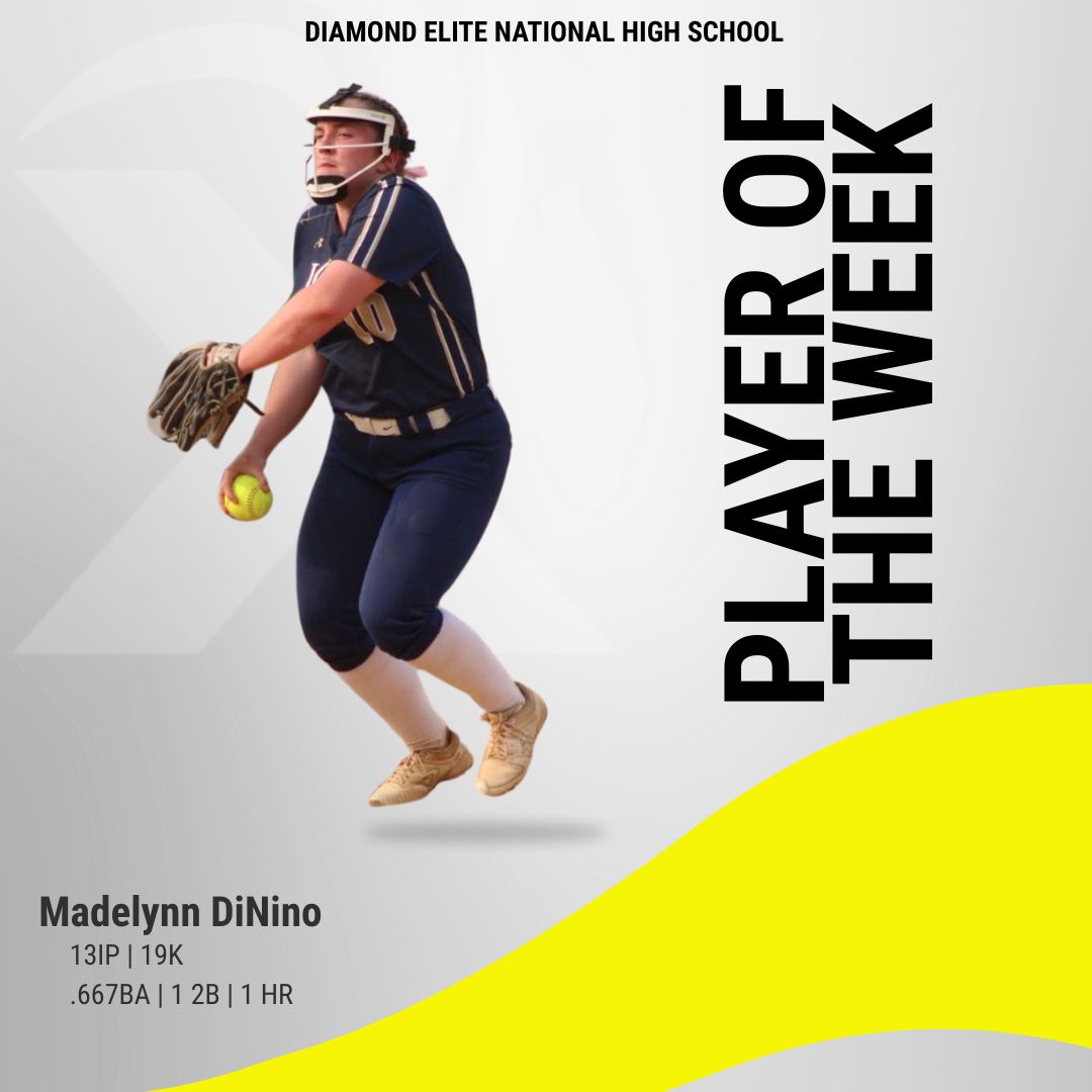 🔥 Two shutouts. 19 strikeouts. A .667 average. Madelynn DiNino just took over the playoffs—and fans noticed.
👀 Did you vote for her as our Diamond Elite Player of the Week? Read HERE ➡️ loom.ly/u2j62oY