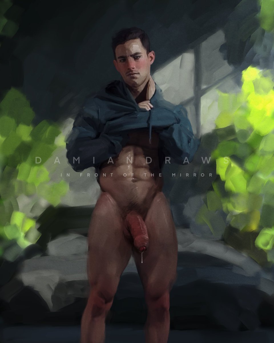 In front of the mirror.