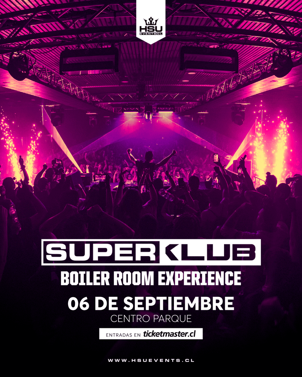 ¡Atención #HardLovers 🔥! Por quinta vez en Chile vuelve #SuperKlub 🎛️ 🎧 

Prepárate para una experiencia en donde la música no para y la noche se vive a full en cada rincón 🌃 ¡No te quedes fuera de esta edición #Exclusiva 🤩!

🎟️ Compra tus tickets en bit.ly/43J94z7
