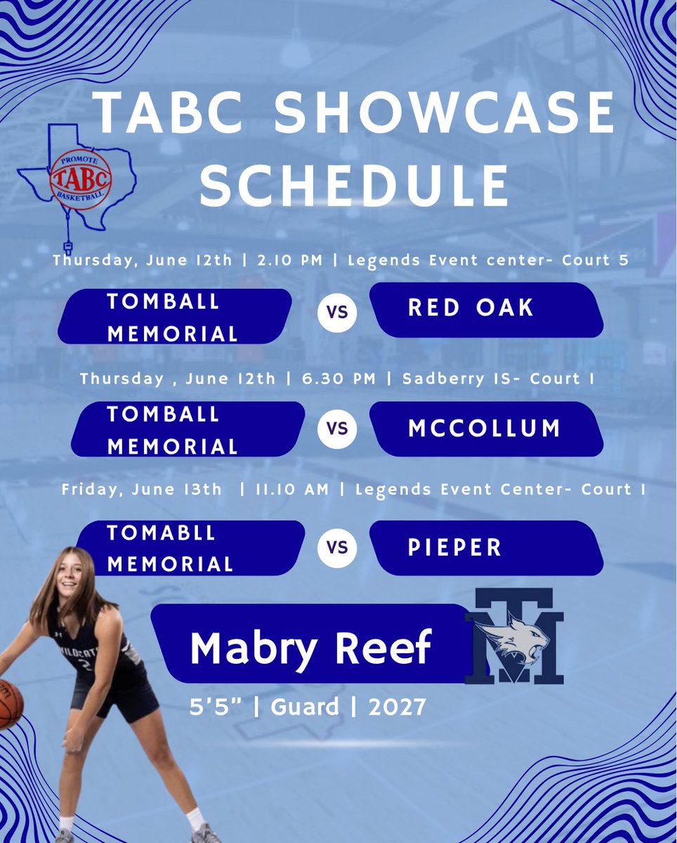 Mabry R (@rmabry) on Twitter photo Come check out my team and I at the TABC Showcase in Bryan, TX next weekend. <a href="/TMHSGBB/">Tomball Memorial High School Lady Wildcats π</a> <a href="/teamtexasbball/">Texas Hoops Society (THS)</a> <a href="/TUWBBall/">TRINITY U WBB</a> <a href="/TarikeAdams/">Coach Tarike βTyβ Adams</a> <a href="/Brenita33/">Brenita Jackson</a> <a href="/CoachRodRogan/">Rodney Rogan</a> <a href="/MinesWBB/">Mines WBB</a> <a href="/LincDarner/">Linc Darner</a> <a href="/CoachGCF/">Gayle Coats Fulks</a> Come check out my team and I at the TABC Showcase in Bryan, TX next weekend. <a href="/TMHSGBB/">Tomball Memorial High School Lady Wildcats π</a> <a href="/teamtexasbball/">Texas Hoops Society (THS)</a> <a href="/TUWBBall/">TRINITY U WBB</a> <a href="/TarikeAdams/">Coach Tarike βTyβ Adams</a> <a href="/Brenita33/">Brenita Jackson</a> <a href="/CoachRodRogan/">Rodney Rogan</a> <a href="/MinesWBB/">Mines WBB</a> <a href="/LincDarner/">Linc Darner</a> <a href="/CoachGCF/">Gayle Coats Fulks</a>