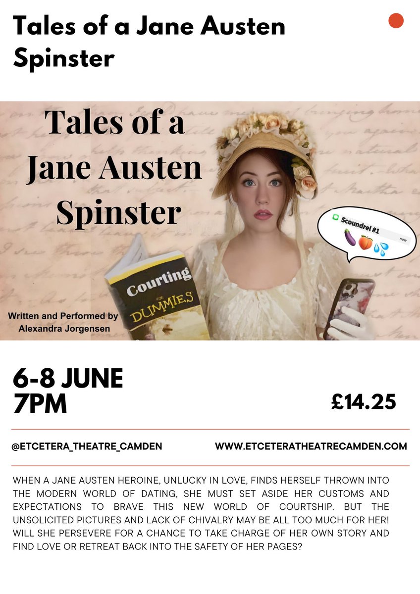 Tickets available for tonight's performance at 7pm.
etceteratheatrecamden.com.