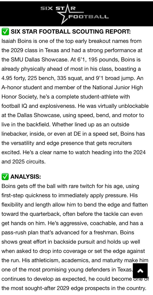 Isaiah B (@isaiah_b817) on Twitter photo Big thanks to <a href="/sixstarfootball/">Six Star Football | PLUS+</a> for the write-up! Freshman year loading… and this is just the beginning. <a href="/lamarvikings/">Lamar Vikings Football</a> <a href="/CoachSkinz/">Billy Skinner</a> <a href="/coach_najarro/">Coach Najarro</a> <a href="/CoachTylerFunk/">Tyler Funk</a> <a href="/CoachKennyPerry/">Kenny Perry 🌵</a> <a href="/CoachRoss___/">James Ross III</a> <a href="/_CoachOlson/">Ben Olson</a> 🔥📈 #TrustTheProcess #GrindMode Big thanks to <a href="/sixstarfootball/">Six Star Football | PLUS+</a> for the write-up! Freshman year loading… and this is just the beginning. <a href="/lamarvikings/">Lamar Vikings Football</a> <a href="/CoachSkinz/">Billy Skinner</a> <a href="/coach_najarro/">Coach Najarro</a> <a href="/CoachTylerFunk/">Tyler Funk</a> <a href="/CoachKennyPerry/">Kenny Perry 🌵</a> <a href="/CoachRoss___/">James Ross III</a> <a href="/_CoachOlson/">Ben Olson</a> 🔥📈 #TrustTheProcess #GrindMode