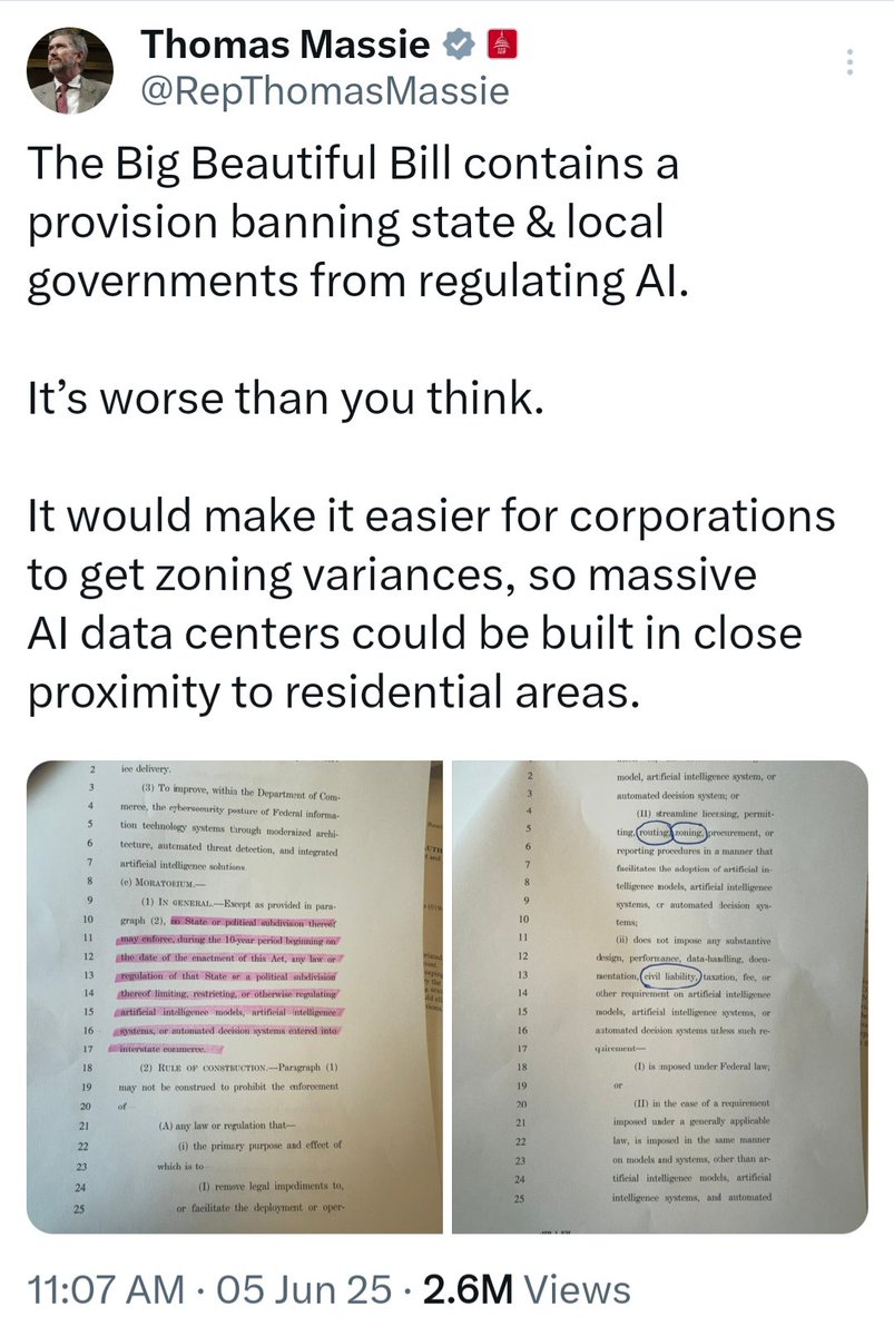 Sunjeev Bery (@sunjeev_bery) on Twitter photo I use AI products on a regular basis, and I support state and federal regulation of AI.
Never before has a technology like this been unleashed on human society.
States must have the ability to protect their communities.
Thank you <a href="/RepMTG/">Rep. Marjorie Taylor Greene🇺🇸</a> and <a href="/RepThomasMassie/">Thomas Massie</a>. I use AI products on a regular basis, and I support state and federal regulation of AI.
Never before has a technology like this been unleashed on human society.
States must have the ability to protect their communities.
Thank you <a href="/RepMTG/">Rep. Marjorie Taylor Greene🇺🇸</a> and <a href="/RepThomasMassie/">Thomas Massie</a>.