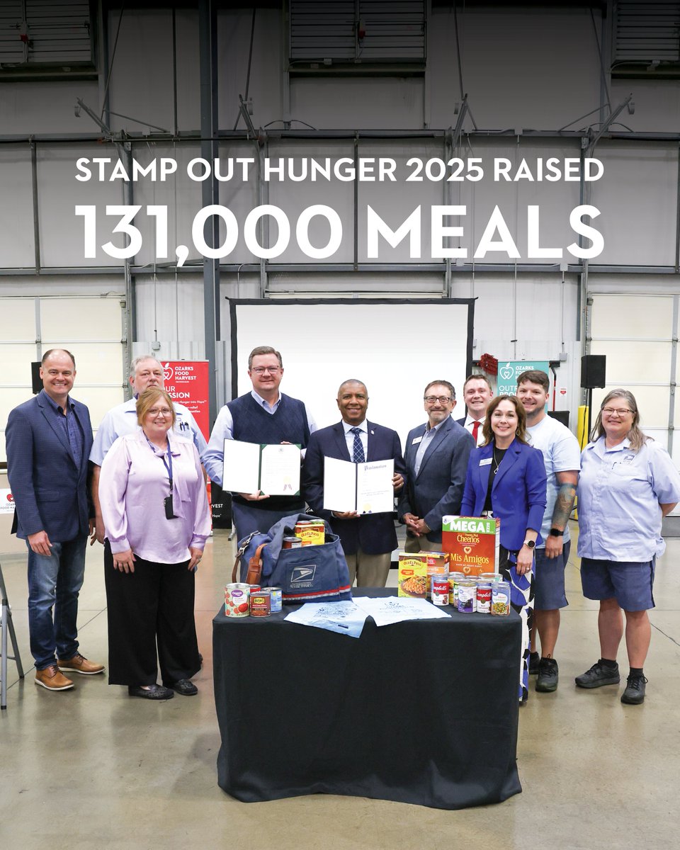 Ozarks Food Harvest (@ozksfoodharvest) on Twitter photo 158,091 pounds! That's how many pounds of food <a href="/NALC_National/">Letter Carriers</a> collected across the Ozarks during this year's Stamp Out Hunger food drive. This food will help provide more than 131,000 meals for our neighbors facing hunger in southwest MO! 158,091 pounds! That's how many pounds of food <a href="/NALC_National/">Letter Carriers</a> collected across the Ozarks during this year's Stamp Out Hunger food drive. This food will help provide more than 131,000 meals for our neighbors facing hunger in southwest MO!