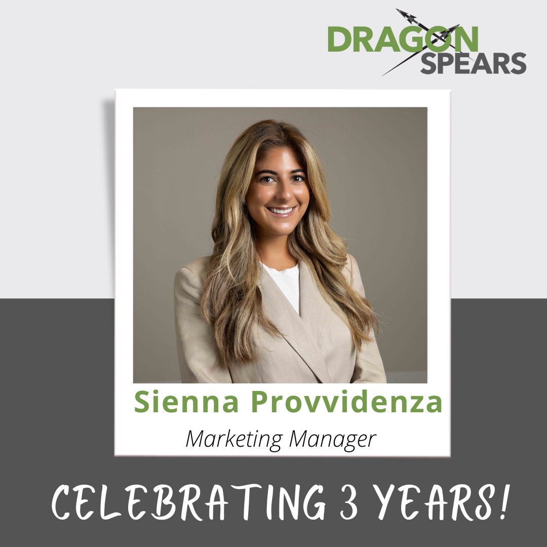 🎉 Join us in celebrating Sienna Provvidenza’s 3-year anniversary at DragonSpears! As our Marketing Manager, Sienna brings creativity, strategy, and energy to everything she does. Thank you for three amazing years of impact and innovation! 

#WorkAnniversary #MarketingLeader