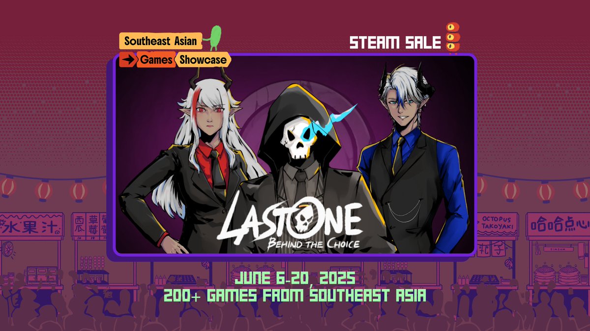 Lucifer and their servants are joining SEA Games Showcase (held by <a href="/SEAGShowcase/">Southeast Asian Games Showcase (SEAGS)</a>) in Lastone: Behind the Choice!
Check out the game on Steam!
#indiegame #gamedev #SEAGShowcase