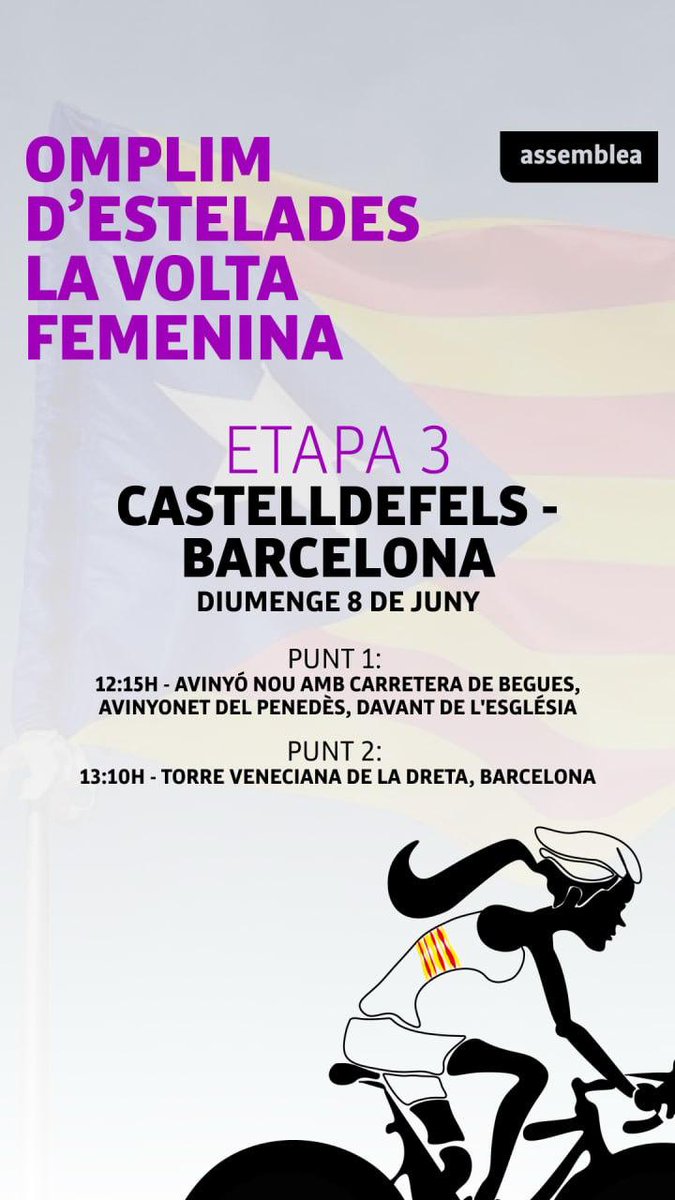 #Esteladesalavoltafemenina
Veniu a omplir d'estelades la volta femenina el proper diumenge 8 de juny!! Us hi esperem!!