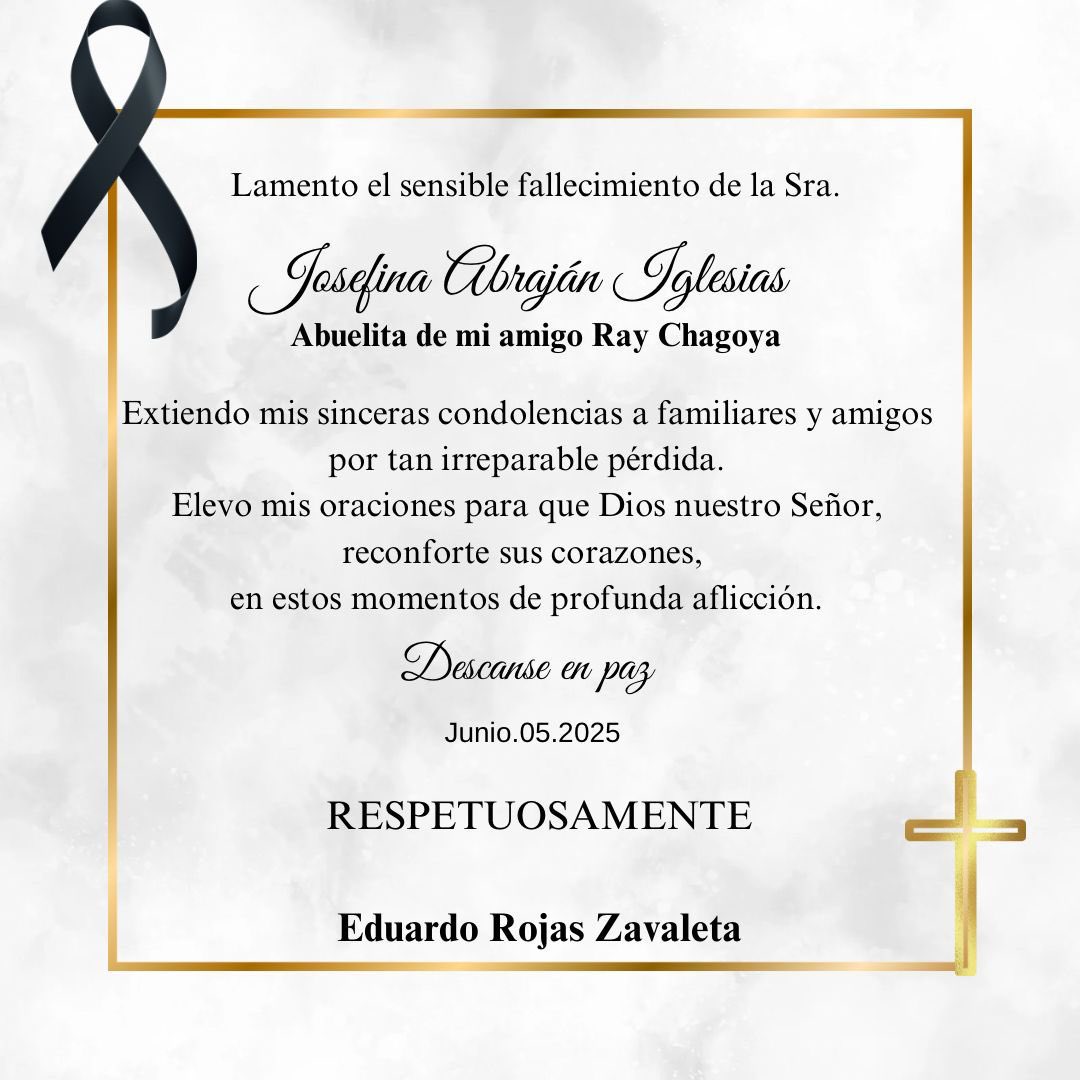 Envío mis sinceras condolencias a mi amigo <a href="/raychagoya/">Ray Chagoya</a>  y familia por tan irreparable pérdida.

Descanse en Paz 🕊️