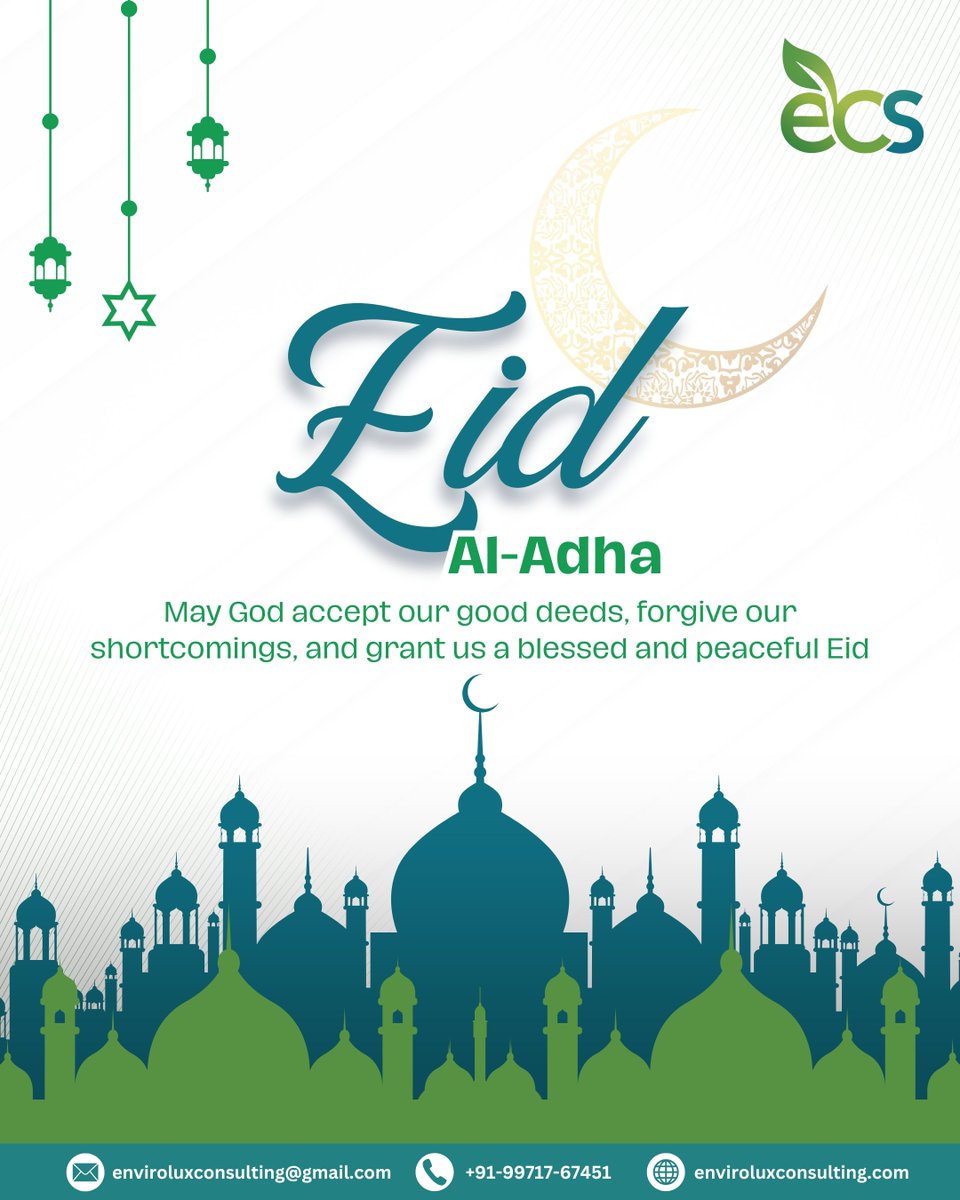 EnviroluxCo's tweet photo. Eid Al-Adha Mubarak from Team ECS! 
Wishing you a joyful celebration filled with peace, gratitude, and togetherness.
May this sacred day inspire compassion, faith, and unity in all our hearts.
#EidAlAdha #EidMubarak #ECSWishes #FaithAndSacrifice #TogetherWithECS https://t.co/NjWeFltCPL
