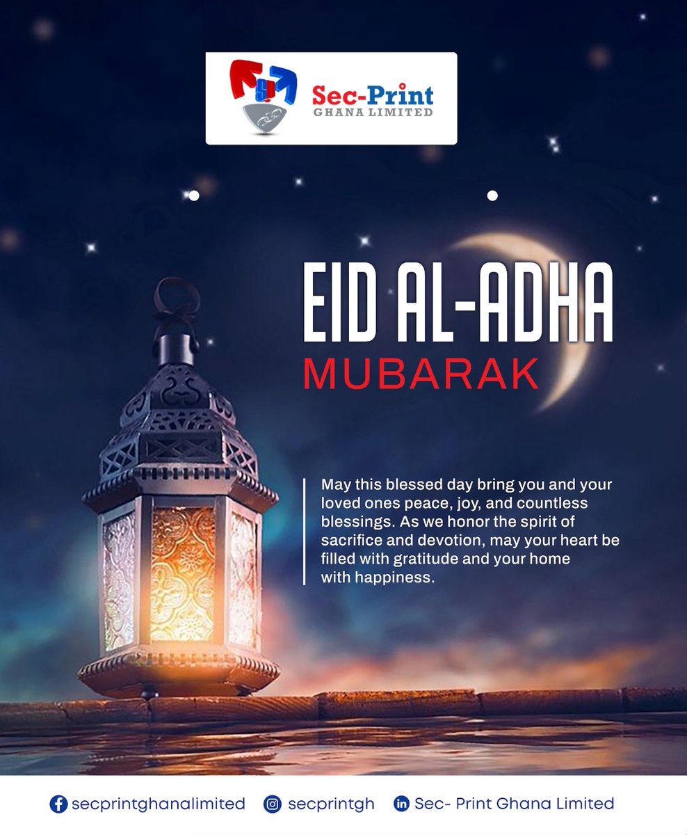 secprintghana's tweet photo. Gathered hearts, shared plates, and grateful prayers.
Eid Mubarak from Sec-Print Ghana to all our cherished customers! ππ½οΈ
#secprint #GhanaGrows #EidAlAdha
Eid Mubarak | May Allah | Ghanaians | France 2 https://t.co/f1vXGsiFJ9