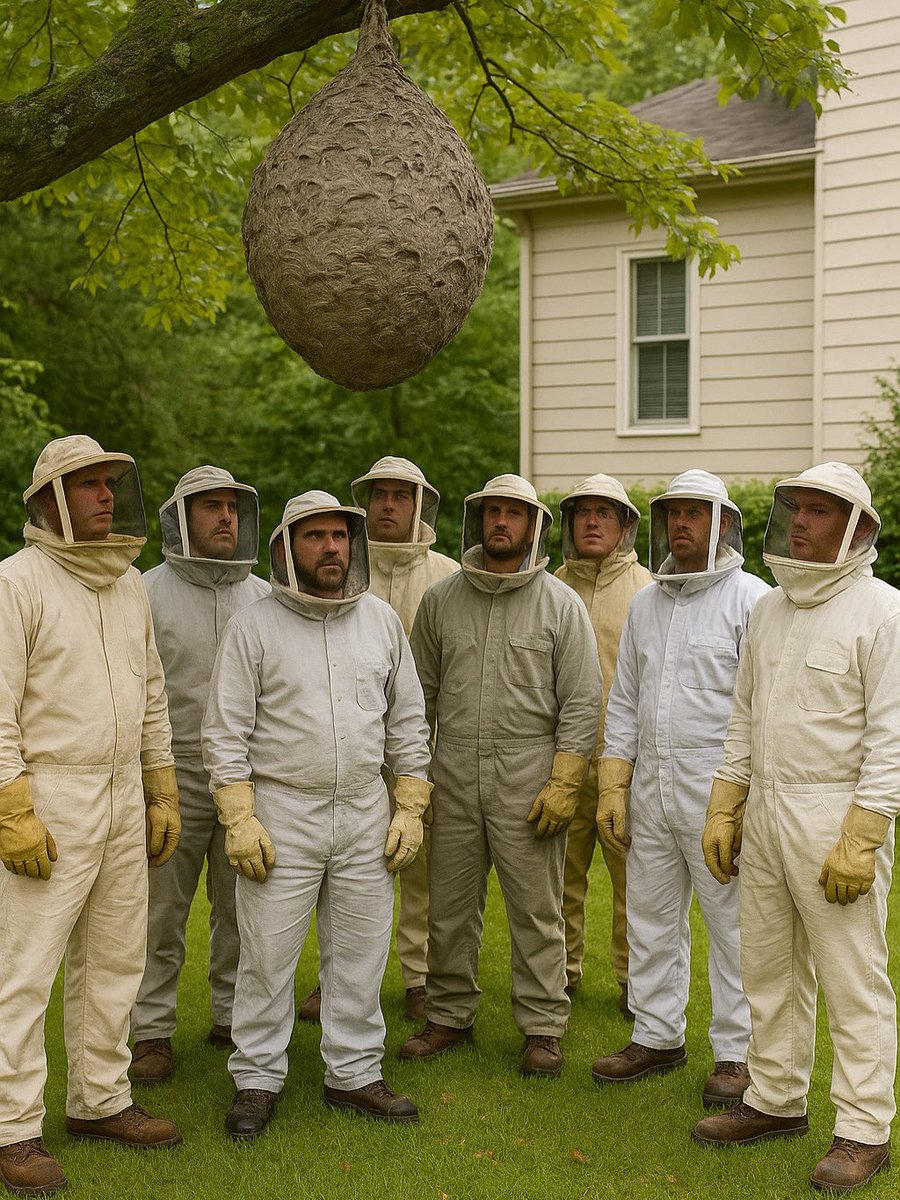 I think 10 [men] could beat 1 wasp nest down, everybody just gotta be dedicated to the [task] 🐝💥

#WaspWars #SquadGoals #OnlyTheBrave #ManVsNature #ViralDebate #WeGotThis #DoItForTheHive