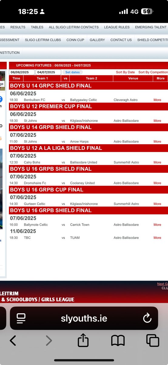 Last week of underage fixtures , Best of luck to all involved