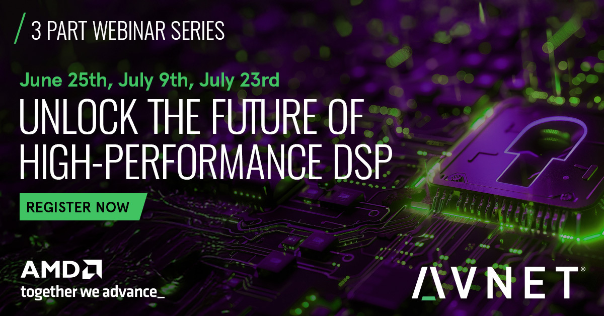 Ready to unlock the future of high-performance digital signal processing? Don't miss <a href="/Avnet/">Avnet</a>'s three-part webinar series with <a href="/AMD/">AMD</a>Embedded — kicking off June 25th with an overview of how @AMD Versal AI Engines can revolutionize your DSP designs: app.webinar.net/r/xB8yXxvd1qk?…