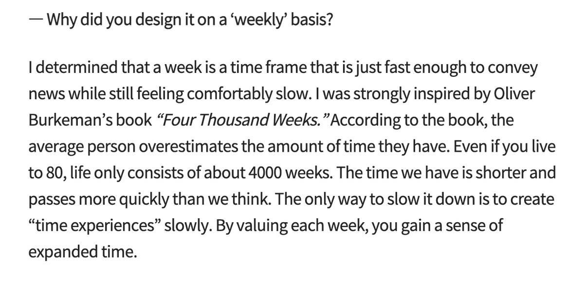 ScribbleVC's tweet image. "Even if you live to 80, life only consists of about 4,000 weeks. The time we have is shorter and passes more quickly than we think."
✨Astounding product thinking from @nsharp17 on why he designed @retrodotapp to be a weekly habit.✨
biz.chosun.com/en/en-it/2025/…