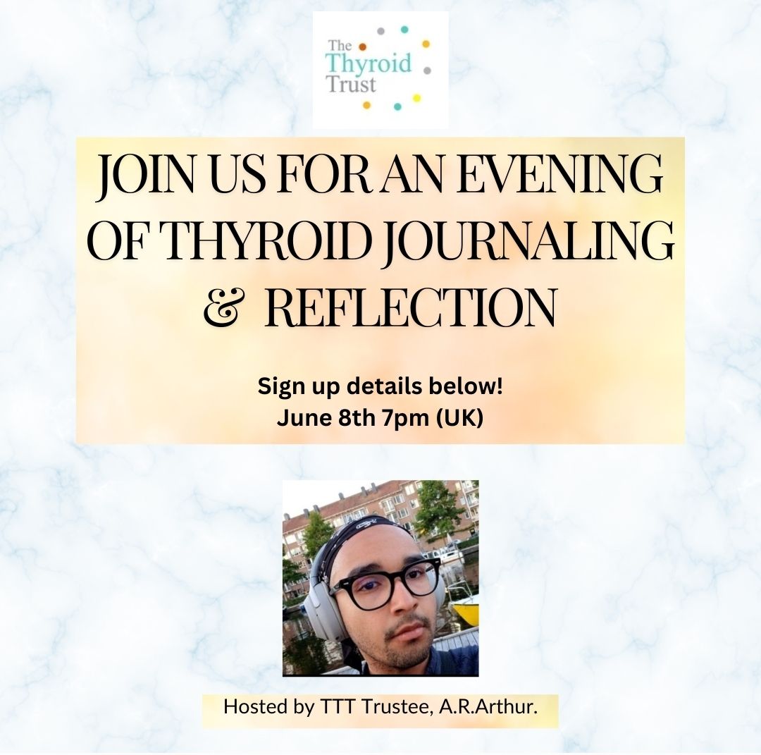 ThyroidTrust's tweet image. Sign up for our next TTT event in just two days!
Thyroid Journaling and Reflection with A.R.Arthur
Info: rb.gy/xomb7e