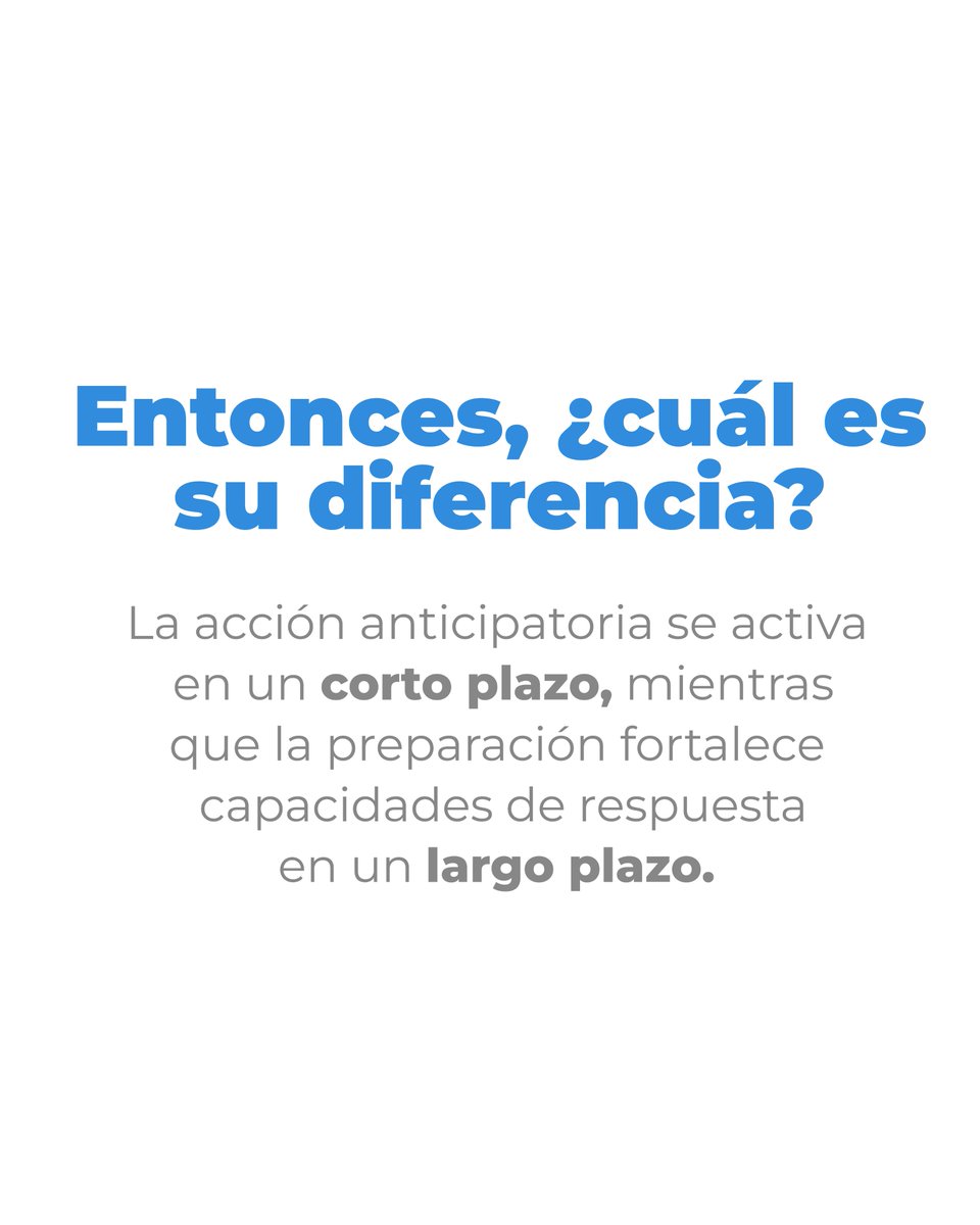 #AcciónAnticipatoria versus preparación 🙋🏻‍♀️ Dos términos que suelen confundirse...conoce sus diferencias...                                                    
#ActuarAntes #GestiónDelRiesgo #Centroamérica #RepúblicaDominicana