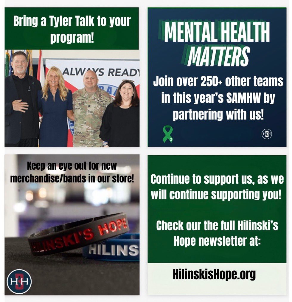 HilinskisHope's tweet image. As Mental Health Awareness Month wraps we’re reminded of our “why”- it’s all of you! Your hugs, stories & strength keep Tyler’s legacy alive & #mentalhealth conversations going.
Please read our May Newsletter👇🏽
mailchi.mp/hilinskishope/…
& move awareness into action! ♥️♥️♥️