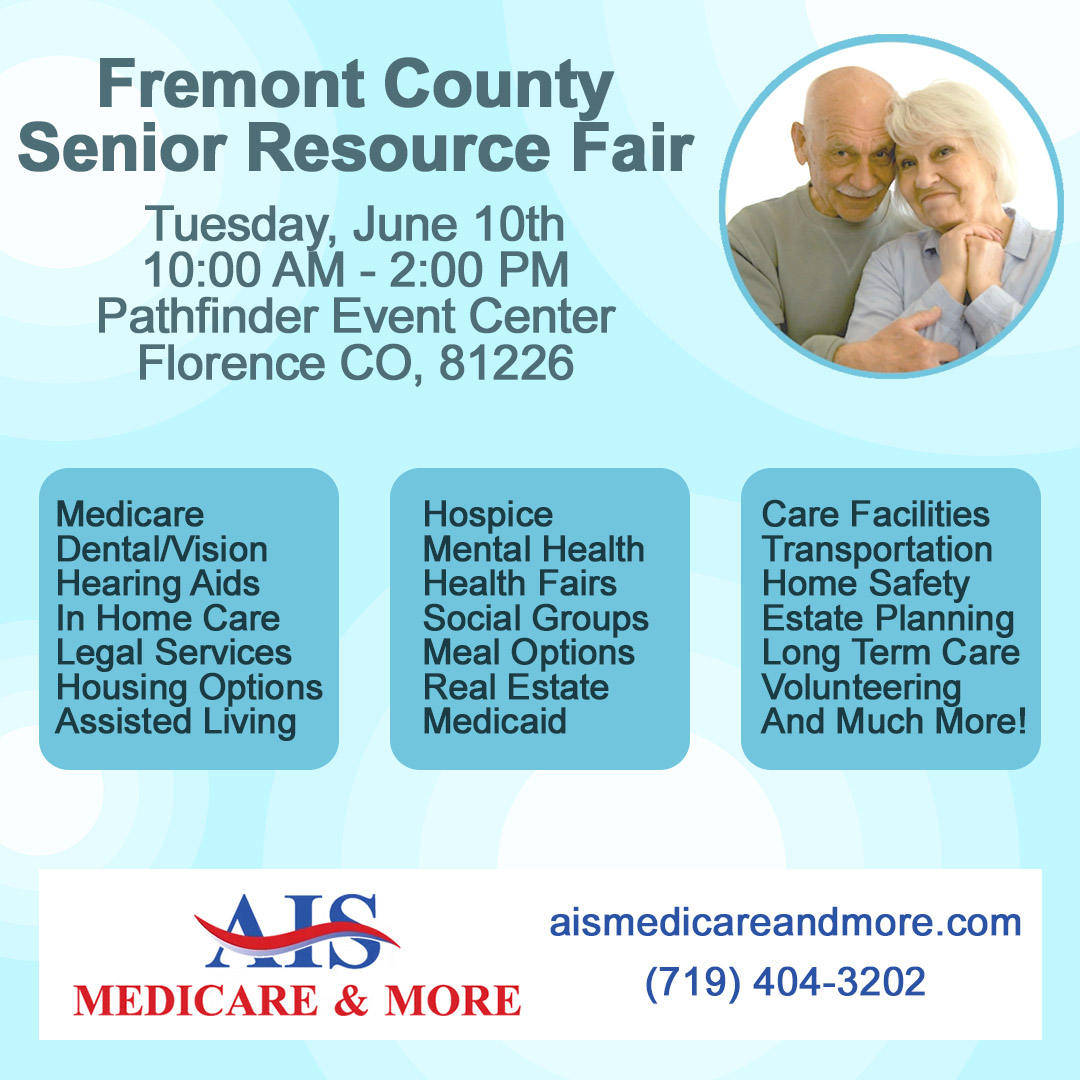 It's the "AIS Medicare and More Fremont County Senior Resource Fair" on Tuesday, June 10th from 10am - 2pm at the Pathfinder Park Event Center, in Florence Colorado, 81226
For more info call: AIS Medicare &amp; More 719)404-3202
aismedicareandmore.com  
#sponsoredcontent