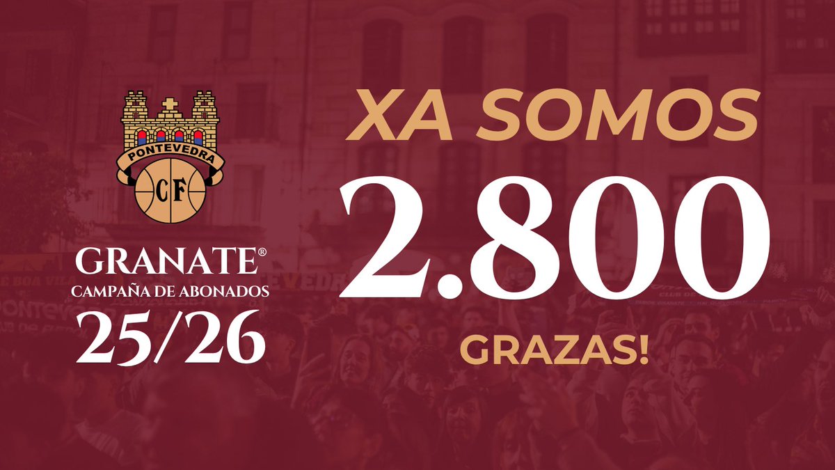 ABONADOS | Rematamos a primeira fase da campaña de abonados con máis de 2️⃣8️⃣0️⃣0️⃣ granates, dos cales 3️⃣7️⃣2️⃣ son novas altas 😍♥️

#𝐆𝐑𝐀𝐍𝐀𝐓𝐄 ♥️