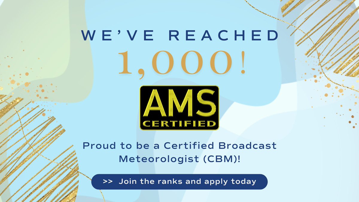 I earned the original AMS Seal in 1998 &amp; #CBM seal number 105 in 2005 &amp; I’m proud to be part of this community! I'll have your (certified) 7-day #weather forecast on KTVQ &amp; MTN tonight! (2/2)

#Montana #Wyoming #AMS #AMSCBM #AMSCBM1000 #AMSCBM105 #CBMCelebration #CBM1000 #CBM1K