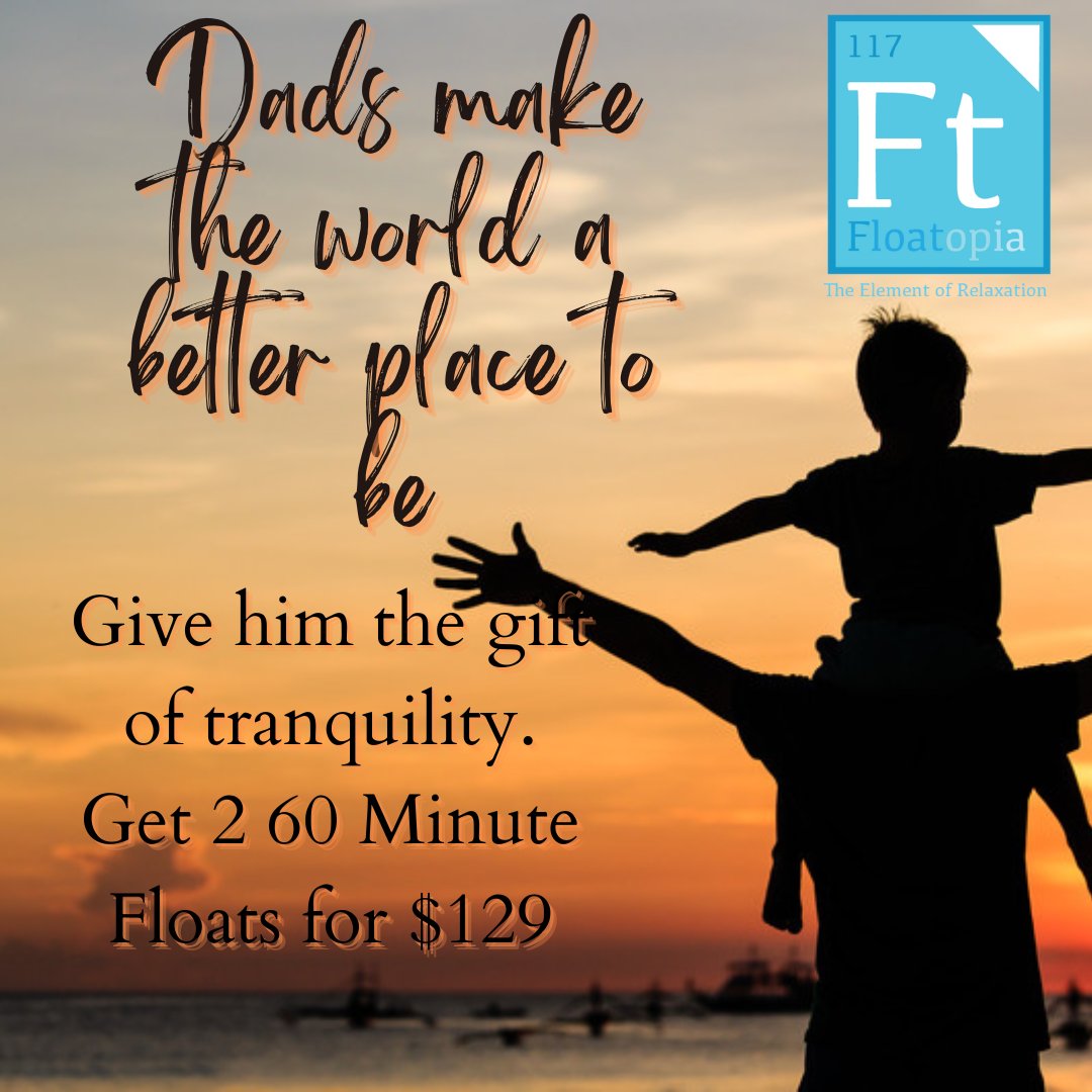 FloatopiaNj's tweet image. Father's Day is Next Sunday floatopianj.floathelm.com/store/giftcards
Give 2 60 minute floats for $129