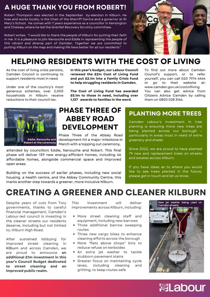 Robert Thompson (he/him) (@rgt71robert) on Twitter photo Fab turnout for delivery of our <a href="/CamdenLabour/">Camden Labour 🌹</a> #Kilburn Cllrs Newsletter today. Especially given in was a Friday afternoon !
<a href="/NanoucheU/">Councillor Nanouche Umeadi</a> <a href="/EddieHanson/">Cllr Eddie Hanson - MBA, BSc</a> & I are enormously grateful for the support of our local branch &in particular for <a href="/JoanBMunro2/">@joanswisscottage</a> & Arun who run it & keep things Fab turnout for delivery of our <a href="/CamdenLabour/">Camden Labour 🌹</a> #Kilburn Cllrs Newsletter today. Especially given in was a Friday afternoon !
<a href="/NanoucheU/">Councillor Nanouche Umeadi</a> <a href="/EddieHanson/">Cllr Eddie Hanson - MBA, BSc</a> & I are enormously grateful for the support of our local branch &in particular for <a href="/JoanBMunro2/">@joanswisscottage</a> & Arun who run it & keep things