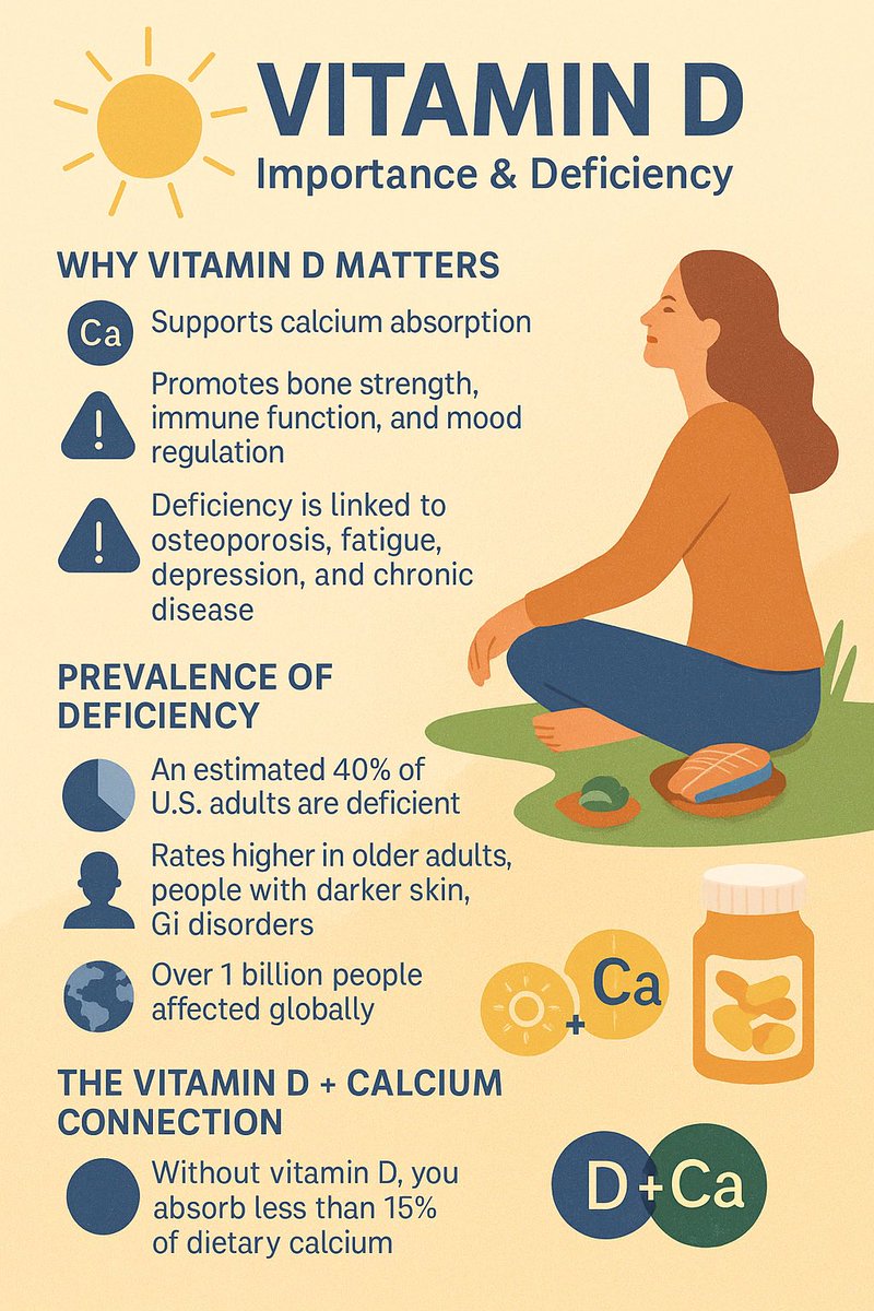 ☀️ Vitamin D: The Underrated Nutrient with Major Health Power

Most of us know vitamin D as the “sunshine vitamin,” but what many don’t realize is just how essential it is for total health—and how easy it is to fall short.

Why Vitamin D Matters:

✅ Supports calcium