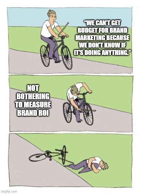 We surveyed 100 B2B marketers on why they can't invest (more) in brand marketing.

This meme captures the responses.
