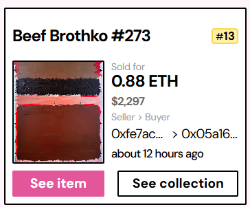 At spot #7 we find a Beef Brothko by DWTML

Good meat 🥩