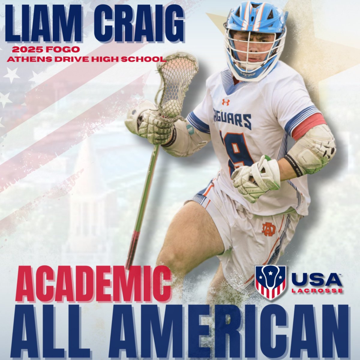 ADLAX (@adlaxheadcoach) on Twitter photo Congratulations to Athens Drive FOGO, #19, Liam Craig for his selection as U.S. Lacrosse ACADEMIC ALL-AMERICAN!
Liam is our 4th selection to this elite group! Way to go, Liam! A great way to cap off a stellar career! <a href="/athensjags/">Athens Athletics</a> <a href="/AthensHSMagnet/">AthensHS-Magnet</a> <a href="/nclaxpreps/">NC Lax Preps</a> @nclaxcoaches Congratulations to Athens Drive FOGO, #19, Liam Craig for his selection as U.S. Lacrosse ACADEMIC ALL-AMERICAN!
Liam is our 4th selection to this elite group! Way to go, Liam! A great way to cap off a stellar career! <a href="/athensjags/">Athens Athletics</a> <a href="/AthensHSMagnet/">AthensHS-Magnet</a> <a href="/nclaxpreps/">NC Lax Preps</a> @nclaxcoaches