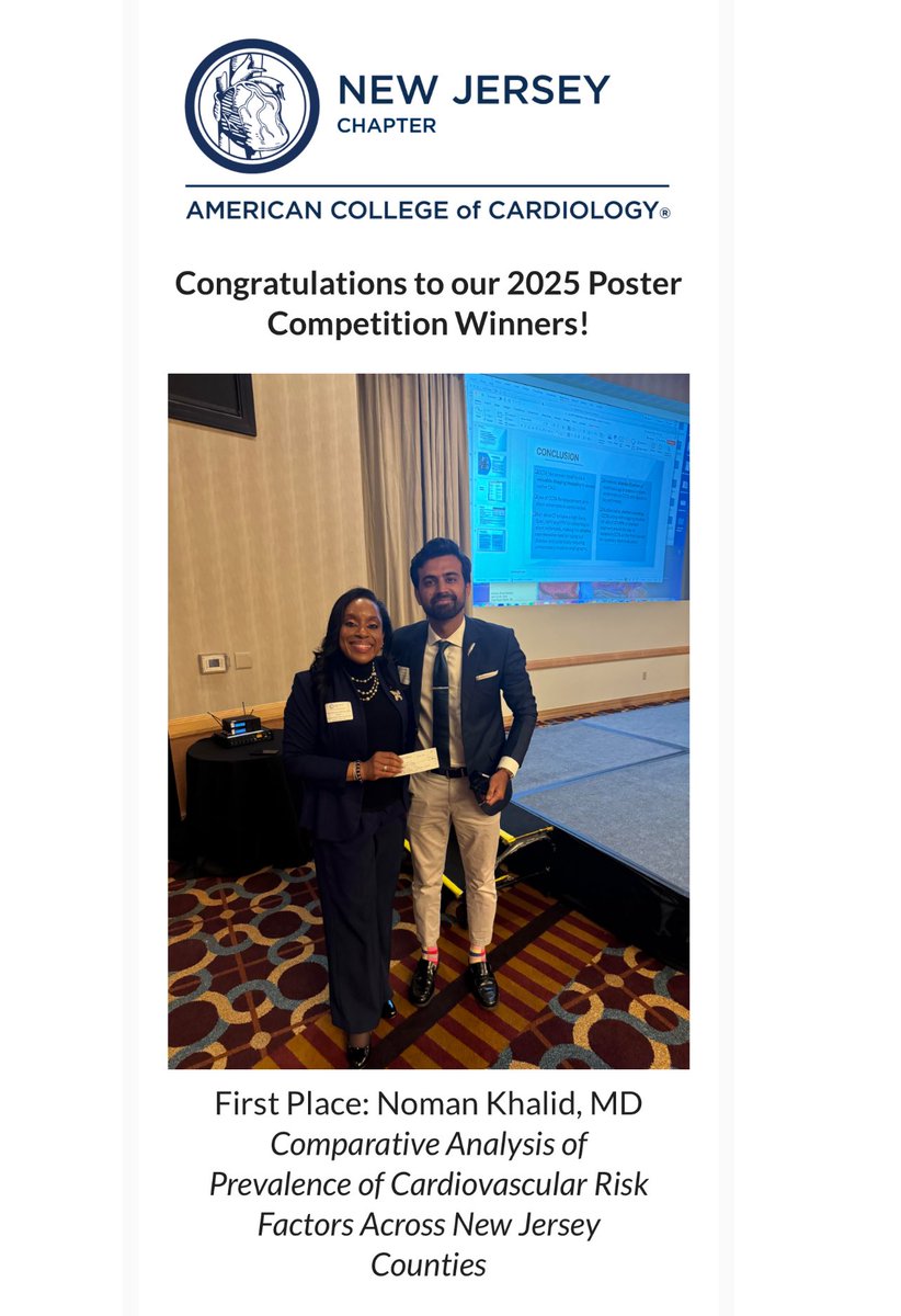 Pooh_Velagapudi's tweet photo. Congrats to @NJACC poster presentation winners!! It was an honor to grade the poster submissions along with many other reputed members!! Too bad I missed the meeting due to travel but I’m so happy to see all the winners recognized! And big congrats to new #FACCs #AACCs @RBP0612 https://t.co/PcB2JEw4ii
