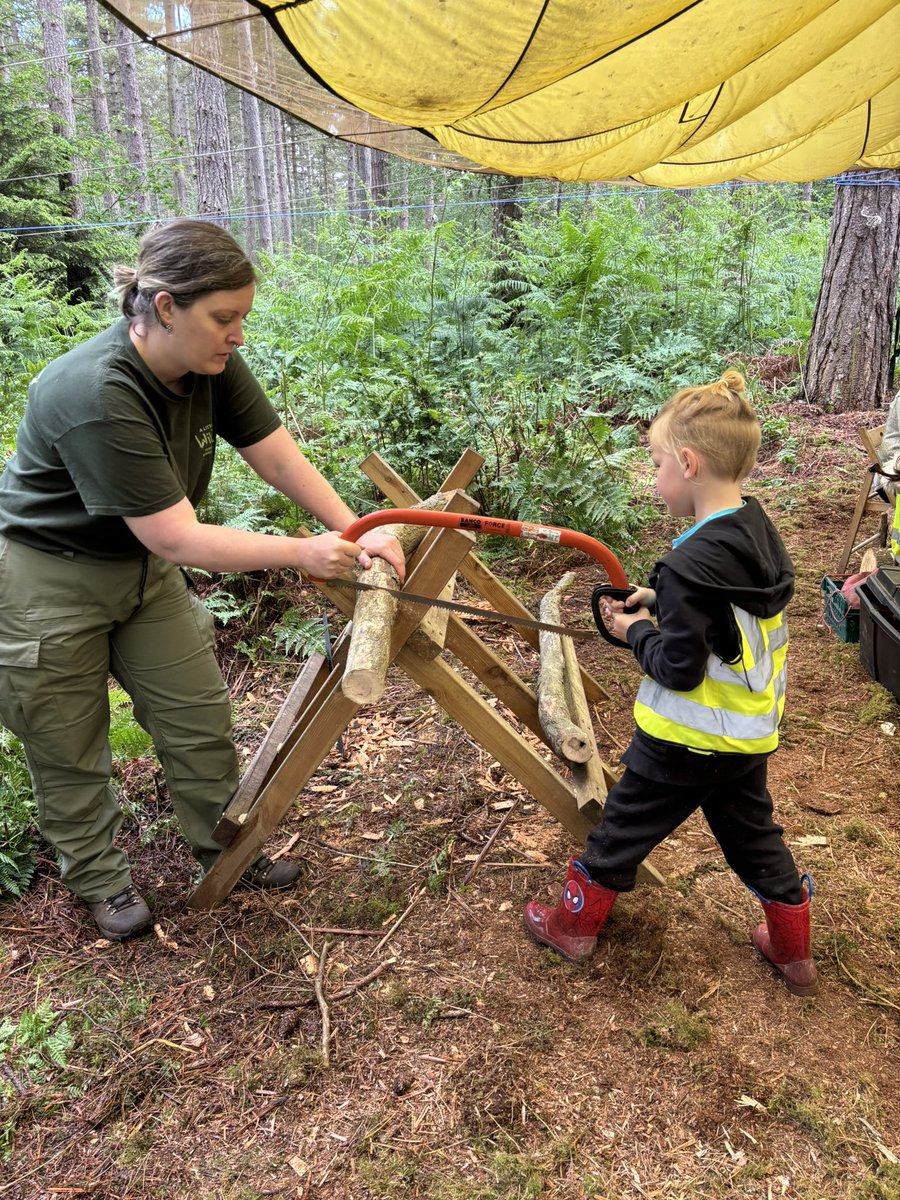 Preparing the wood for the fire and practising lighting it.